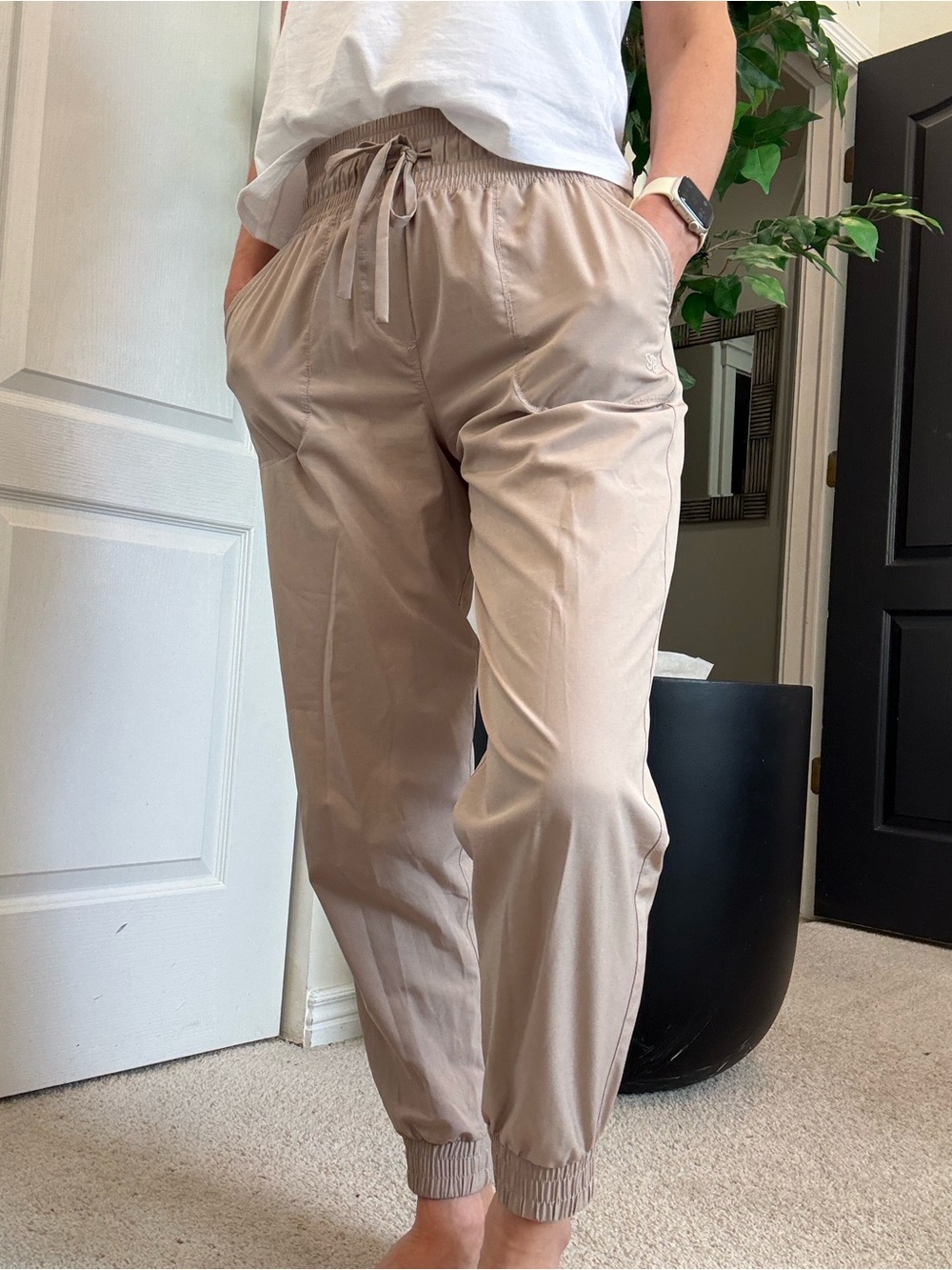High Waisted Jetsetters Tan Jogger Pants